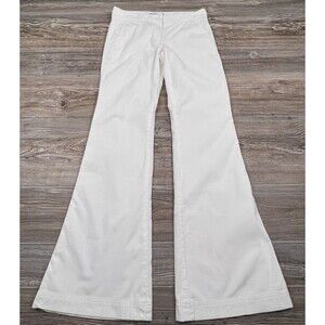 Theory Trousers Women's 2 Ivory Micro Corduroy Wide Leg Pant USA #41004212